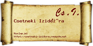Csetneki Izidóra névjegykártya